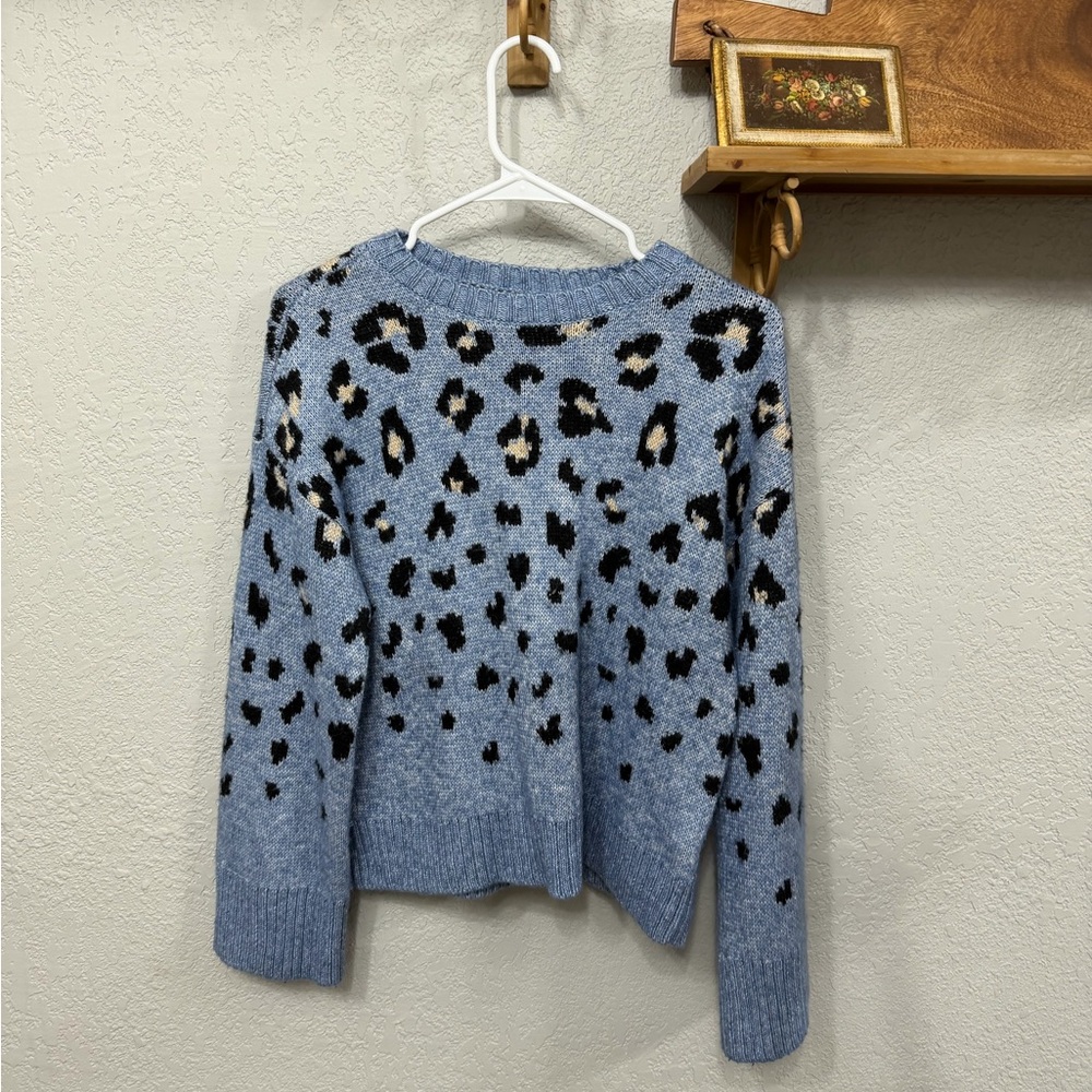 Nine West Blue Leopard Print Sweater
